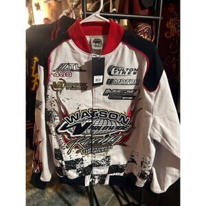 NWT SZ M - Watson Racing Moto Jacket, Wht/Blk/Red